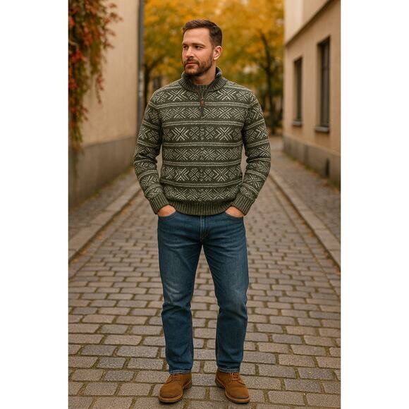 Vineyard Vines 1/4 Zip Sweater Mens Fair Isle Lambswool Cashmere Small - Picture 1 of 6
